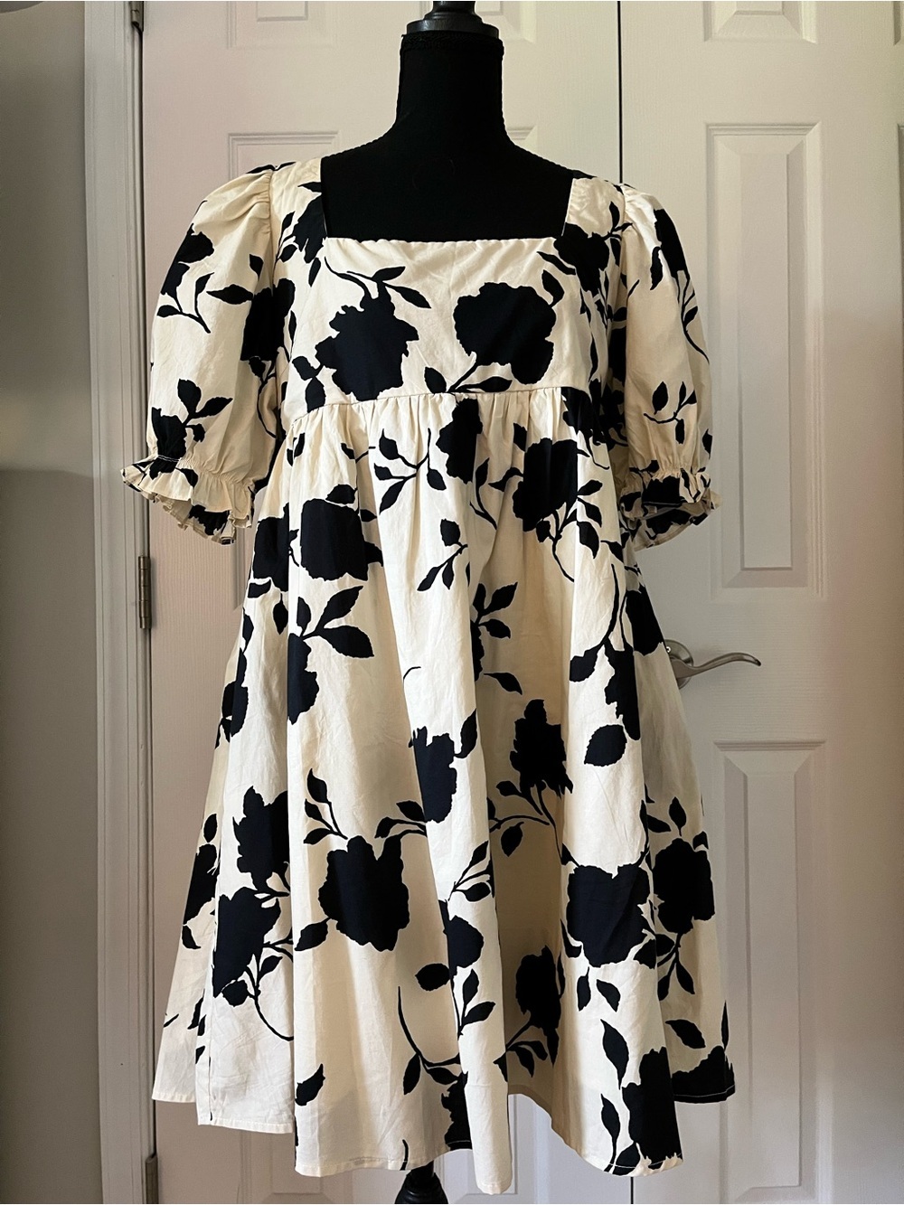 Sofie the Label Black White Floral Babydoll Dress Medium